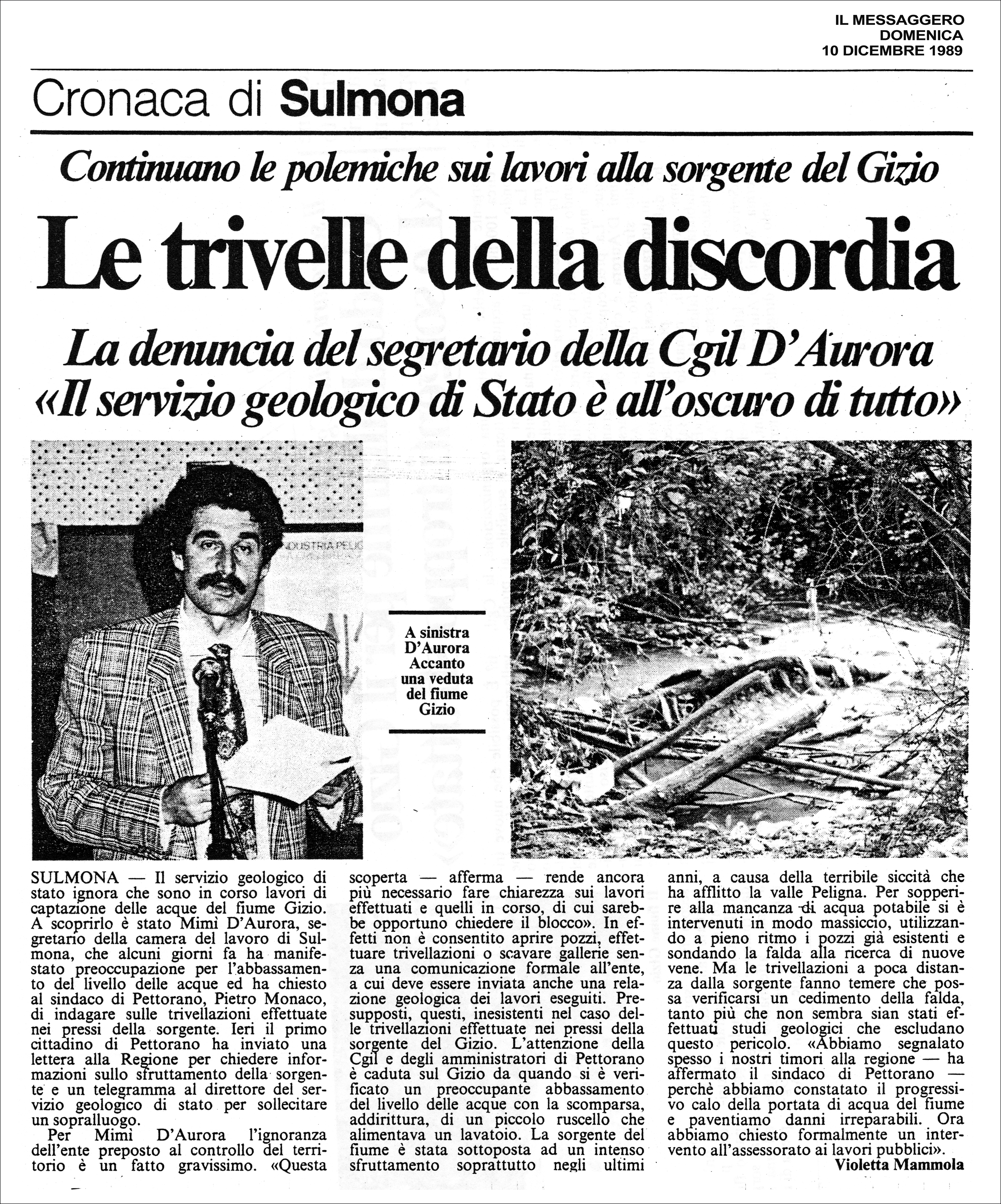 1989.12.10. Messaggero. Denuncia trivellazioni